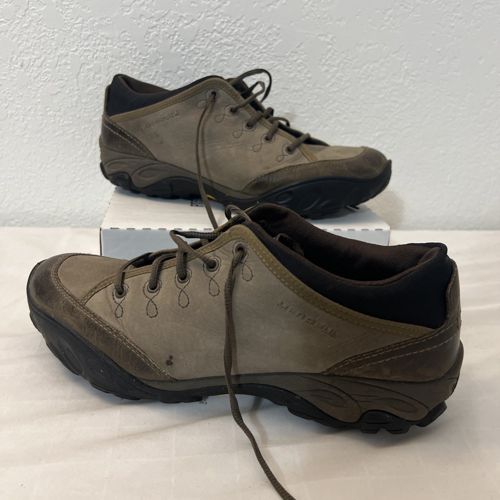 Merrell Hiking Shoe Womens 11M Quartz Brindle Grey Leather Vibram J75312 Sneaker